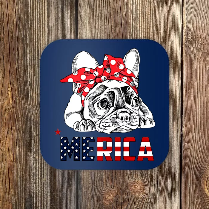 Merica Cute Bulldog 4th Of July Coaster