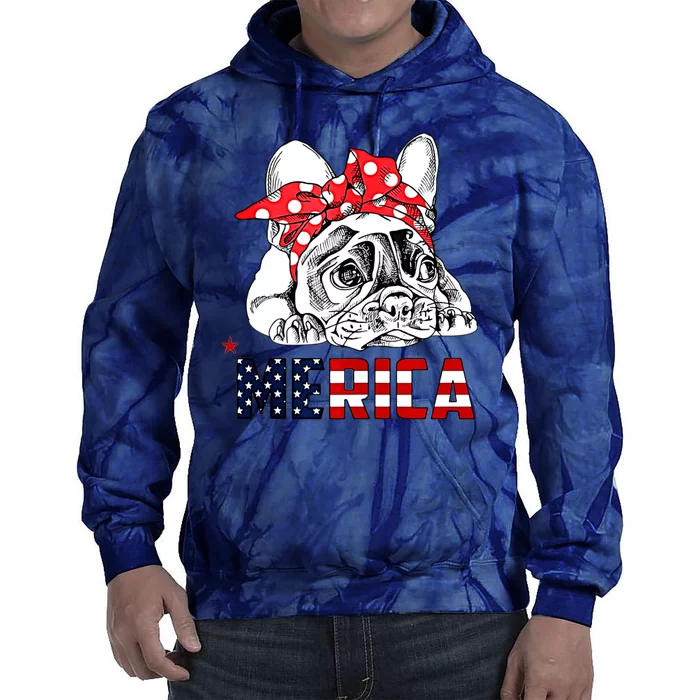 Merica Cute Bulldog 4th Of July Tie Dye Hoodie