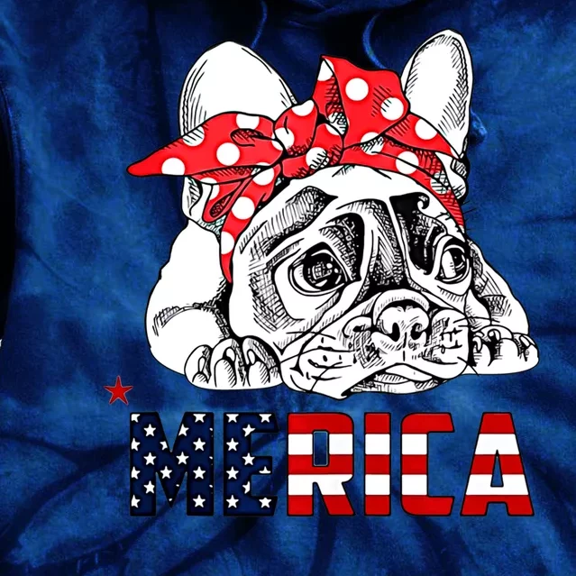 Merica Cute Bulldog 4th Of July Tie Dye Hoodie