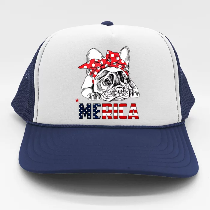 Merica Cute Bulldog 4th Of July Trucker Hat