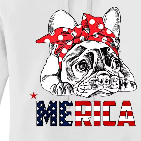 Merica Cute Bulldog 4th Of July Women's Pullover Hoodie