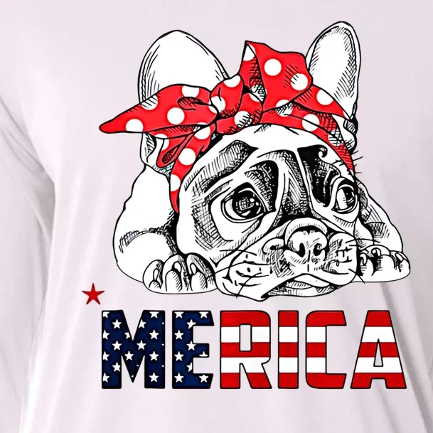 Merica Cute Bulldog 4th Of July Cooling Performance Long Sleeve Crew