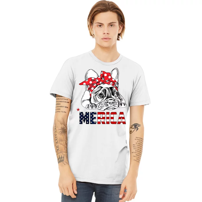 Merica Cute Bulldog 4th Of July Premium T-Shirt