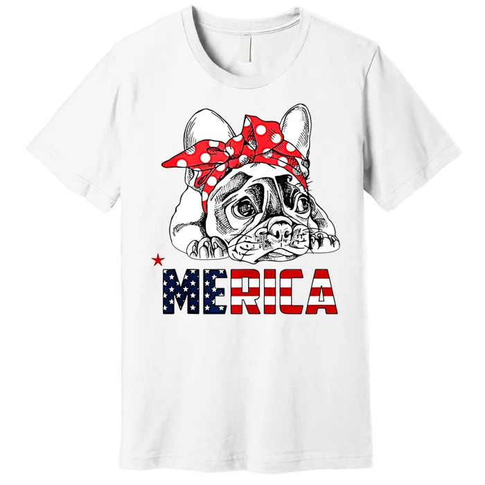 Merica Cute Bulldog 4th Of July Premium T-Shirt