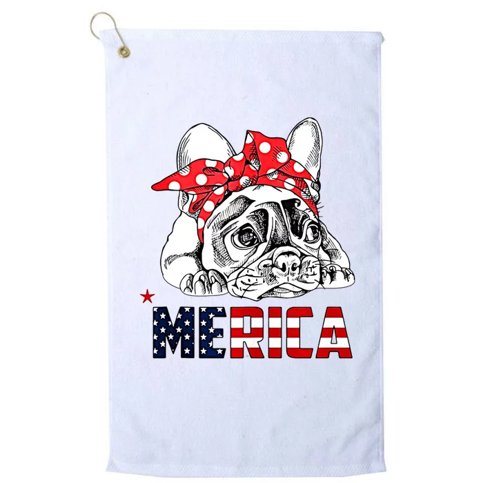 Merica Cute Bulldog 4th Of July Platinum Collection Golf Towel