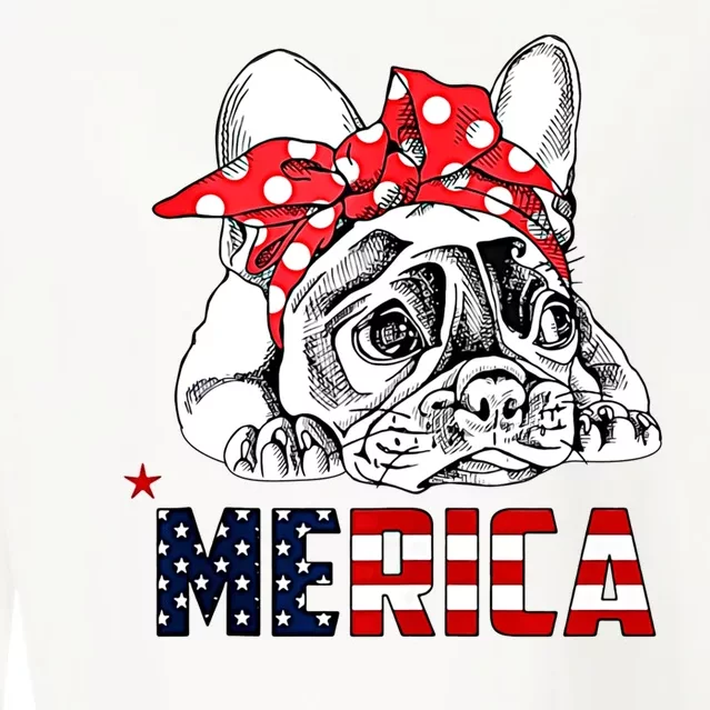 Merica Cute Bulldog 4th Of July Cropped Pullover Crew