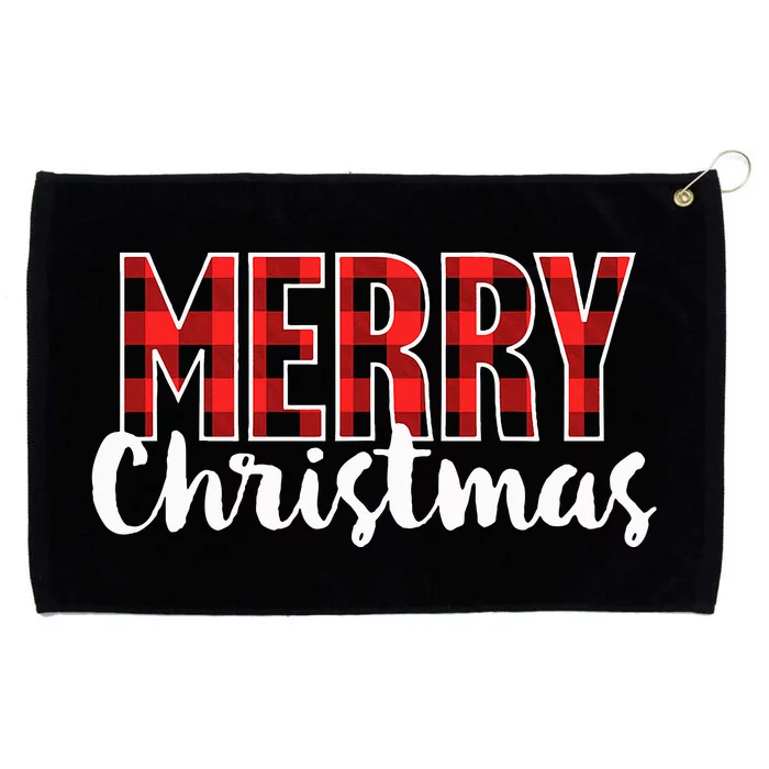 Merry Christmas Buffalo Plaid Red Santa Hat Xmas Pajamas Grommeted Golf Towel