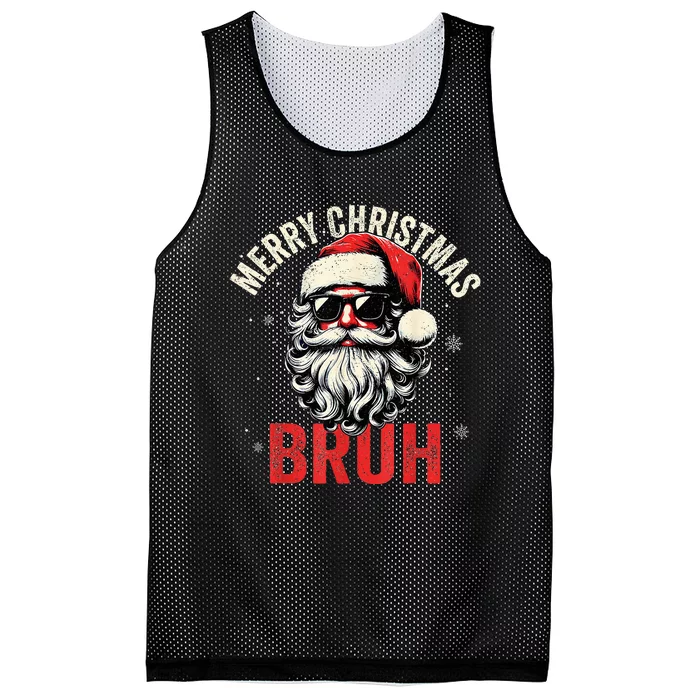 Merry Christmas Bruh Funny Santa Claus Mesh Reversible Basketball Jersey Tank