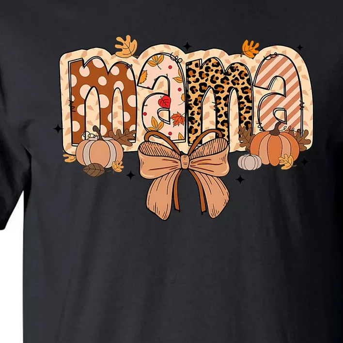 Mama Coquette Bows Leopard Mom Fall Thanksgiving Tall T-Shirt