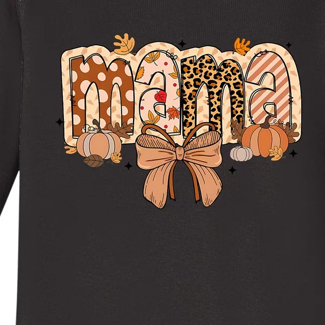 Mama Coquette Bows Leopard Mom Fall Thanksgiving Baby Long Sleeve Bodysuit