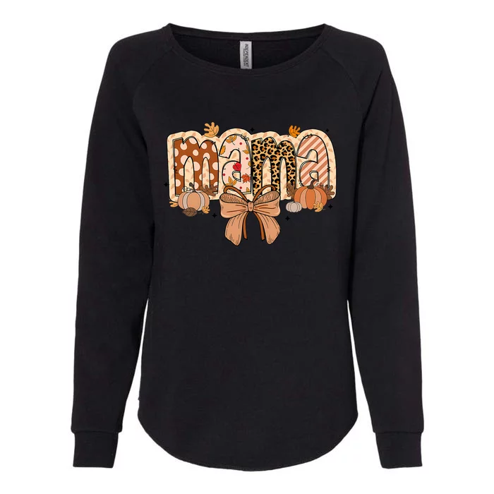 Mama Coquette Bows Leopard Mom Fall Thanksgiving Womens California Wash Sweatshirt