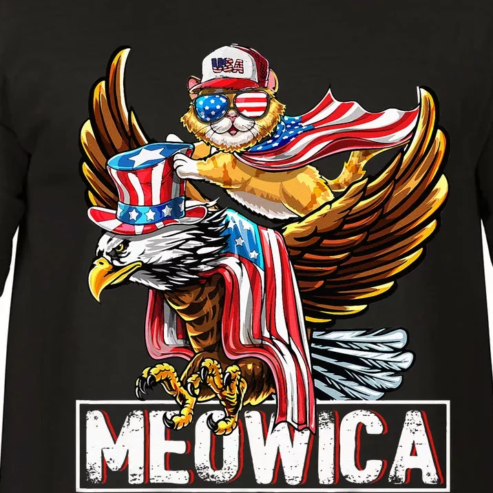 Meowica Cat Bald Eagle 4th Of July Patriotic American Flag Comfort Colors T-Shirt