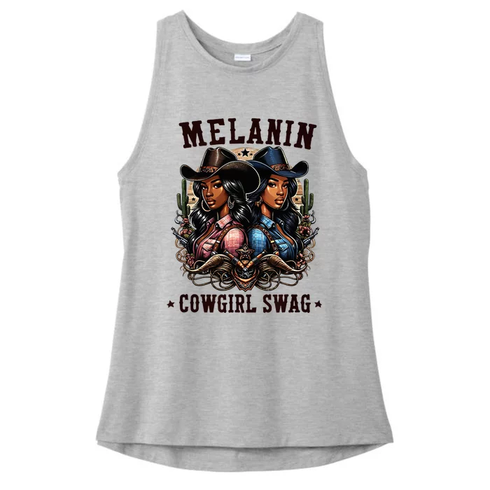 Melanin Cowgirls Black History African Melanin Cowgirl Swag Ladies Tri-Blend Wicking Tank