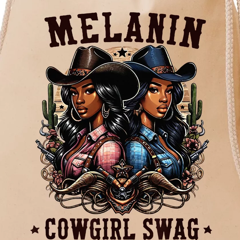 Melanin Cowgirls Black History African Melanin Cowgirl Swag Drawstring Bag