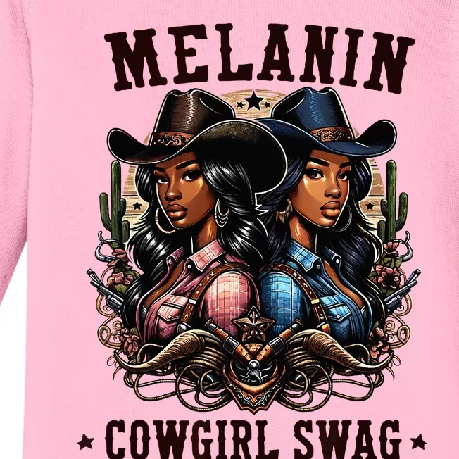 Melanin Cowgirls Black History African Melanin Cowgirl Swag Baby Long Sleeve Bodysuit