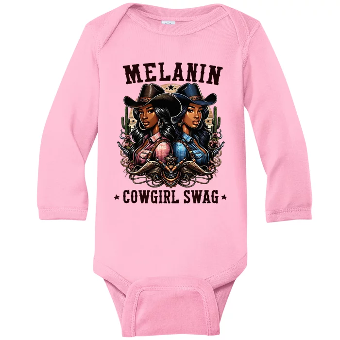 Melanin Cowgirls Black History African Melanin Cowgirl Swag Baby Long Sleeve Bodysuit