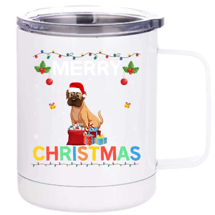 Merry Christmas Boxer Dog Lovers Group Xmas Holiday Party Cool Gift Front & Back 12oz Stainless Steel Tumbler Cup