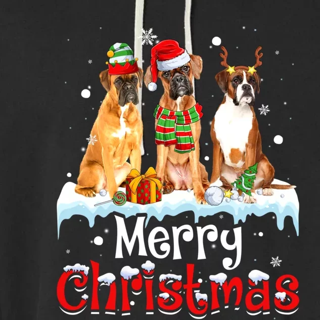 Merry Christmas Boxer Dog Squad Santa Dog Xmas Meaningful Gift Garment-Dyed Fleece Hoodie