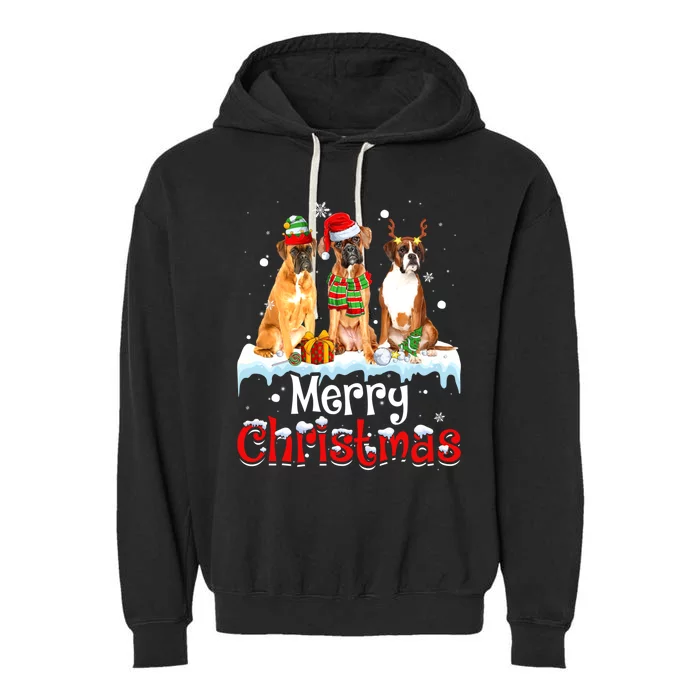 Merry Christmas Boxer Dog Squad Santa Dog Xmas Meaningful Gift Garment-Dyed Fleece Hoodie