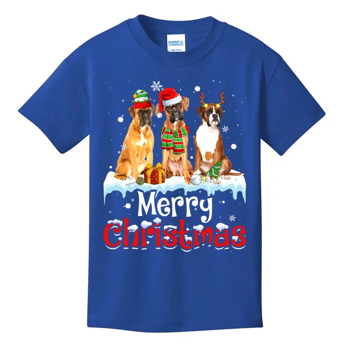 Merry Christmas Boxer Dog Squad Santa Dog Xmas Meaningful Gift Kids T-Shirt