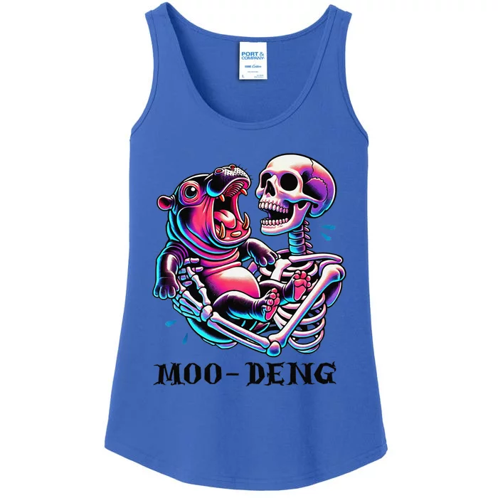 Moodeng Cute Baby Pygmy Hippo Bouncy Pig In Thai Halloween Ladies Essential Tank