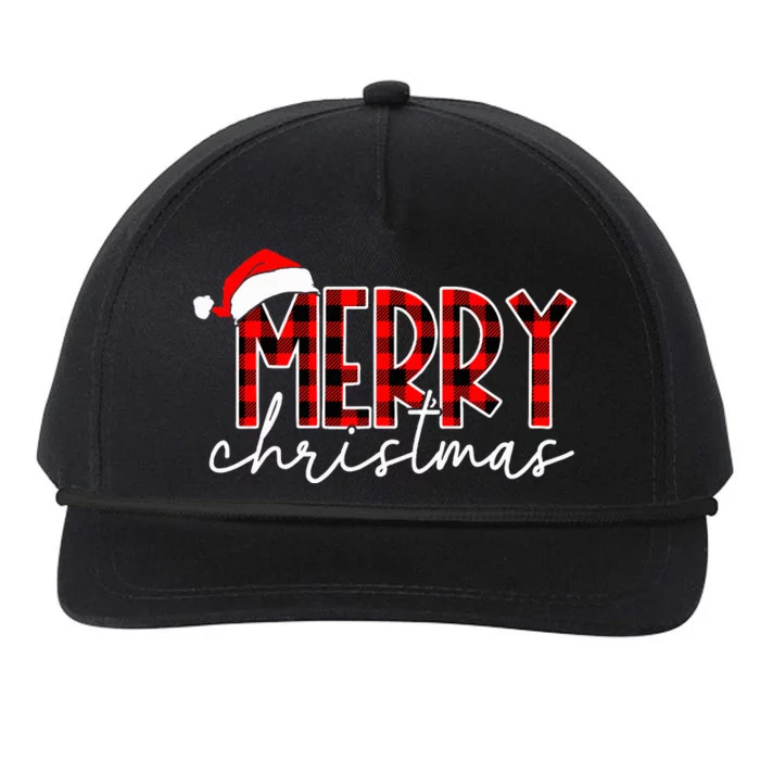 Merry Christmas Buffalo Red Plaid Santa Snapback Five-Panel Rope Hat