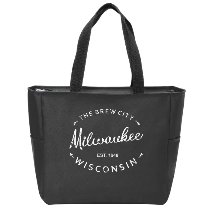 Milwaukee City Brew City 1848 Wisconsin Souvenir Zip Tote Bag