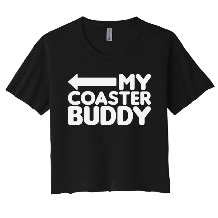 My Coaster Buddy Set 22 Pointing Left Roller Coaster Women's Crop Top Tee