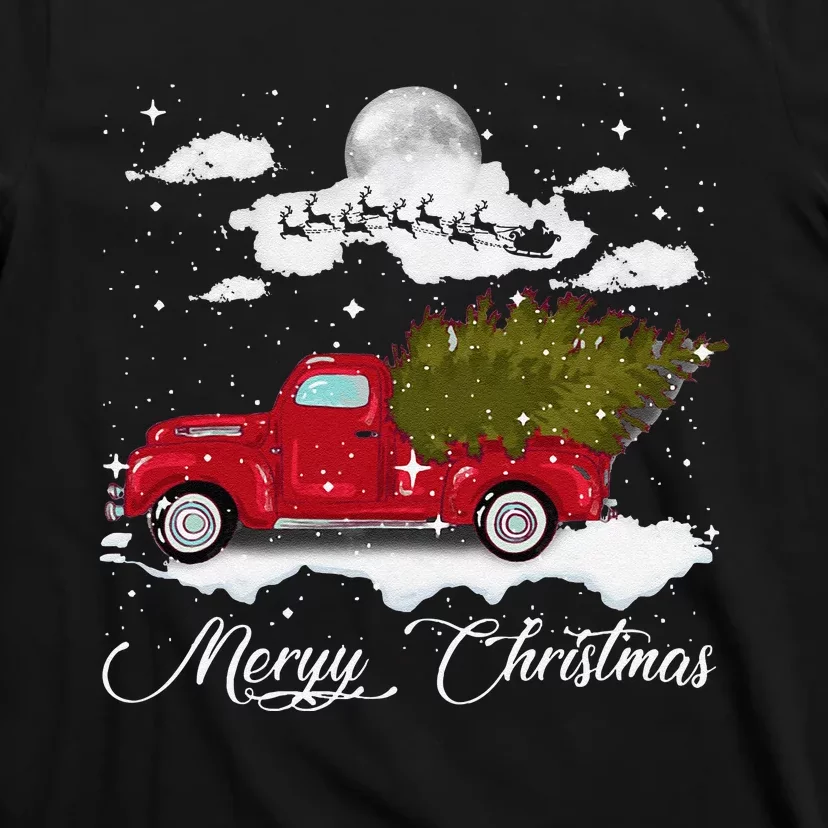 Merry Christmas Buffalo Truck Tree Red Plaid Leopard Women T-Shirt