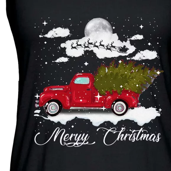 Merry Christmas Buffalo Truck Tree Red Plaid Leopard Women Ladies Essential Flowy Tank