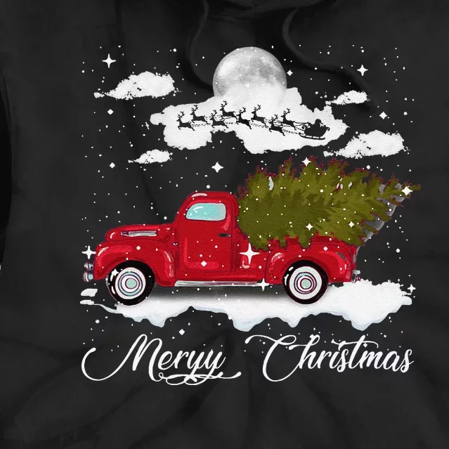 Merry Christmas Buffalo Truck Tree Red Plaid Leopard Women Tie Dye Hoodie