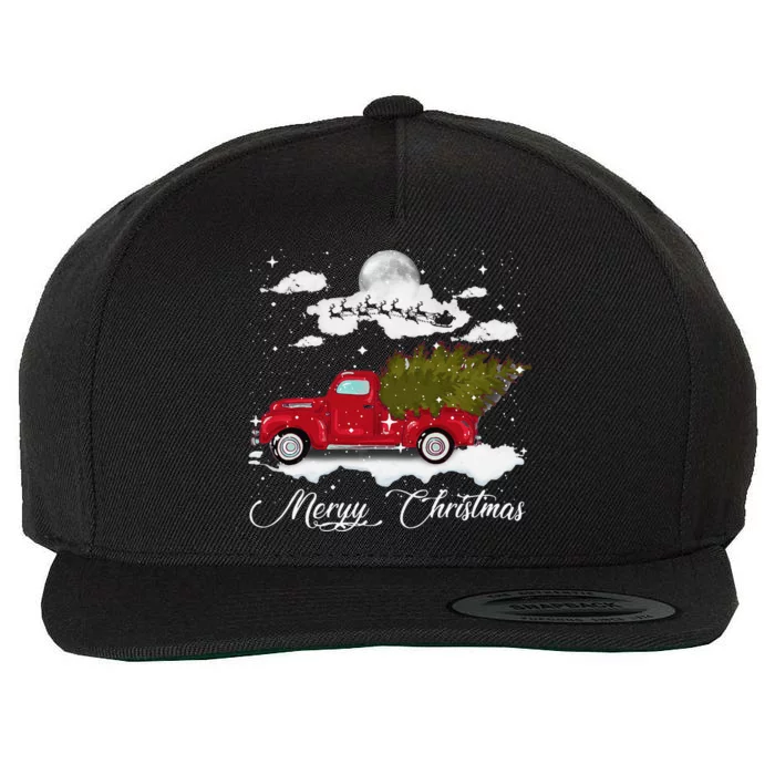 Merry Christmas Buffalo Truck Tree Red Plaid Leopard Women Wool Snapback Cap