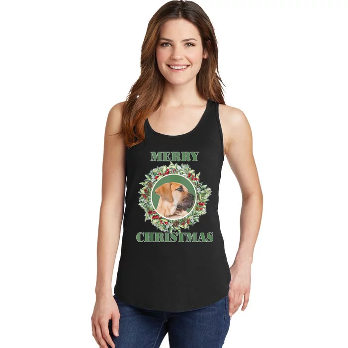 Merry Christmas Boerboel Tank Top Ladies Essential Tank