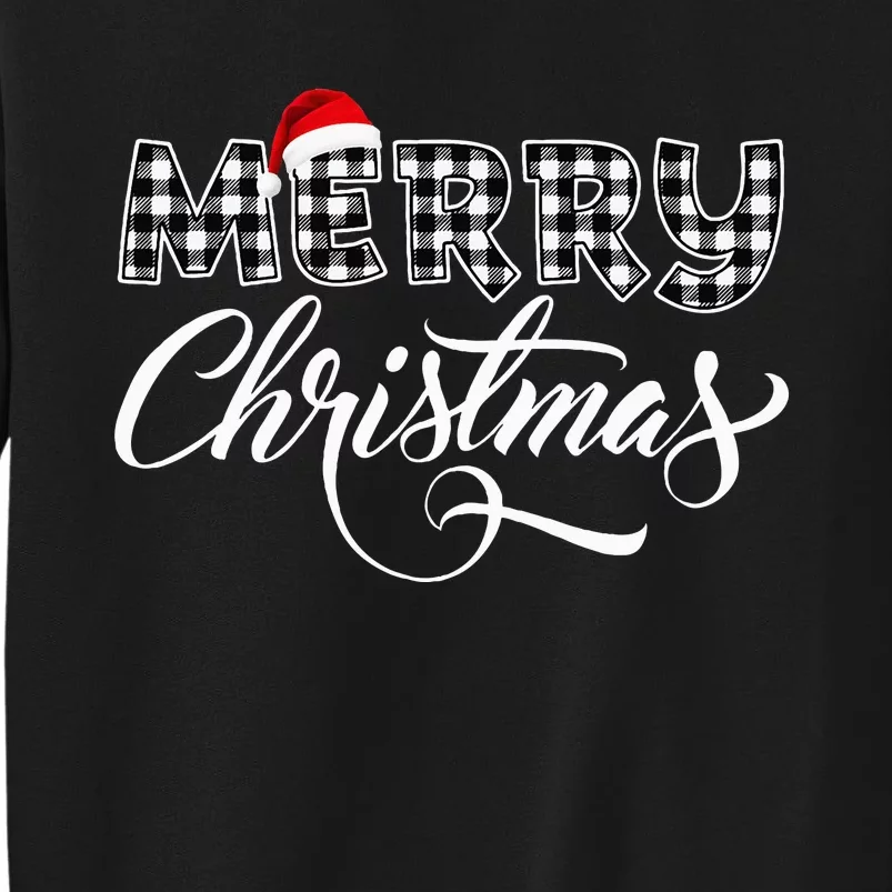 Merry Christmas Buffalo Black and White Plaid Sweatshirt