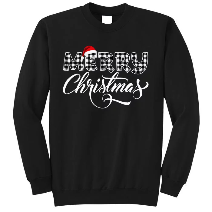 Merry Christmas Buffalo Black and White Plaid Sweatshirt