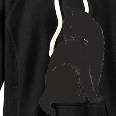 Minimalist Cute Black Cat Owner Feline Art Kitten Lover Women's Fleece Hoodie