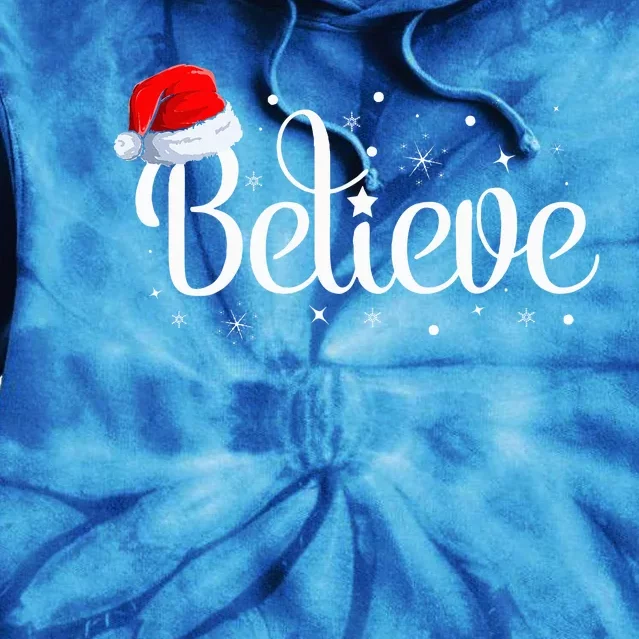 Merry Christmas Believe in Santa Claus Family Pajamas Tie Dye Hoodie