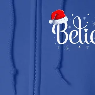 Merry Christmas Believe in Santa Claus Family Pajamas Full Zip Hoodie