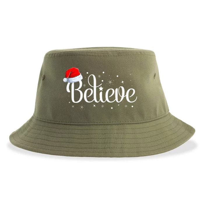 Merry Christmas Believe in Santa Claus Family Pajamas Sustainable Bucket Hat