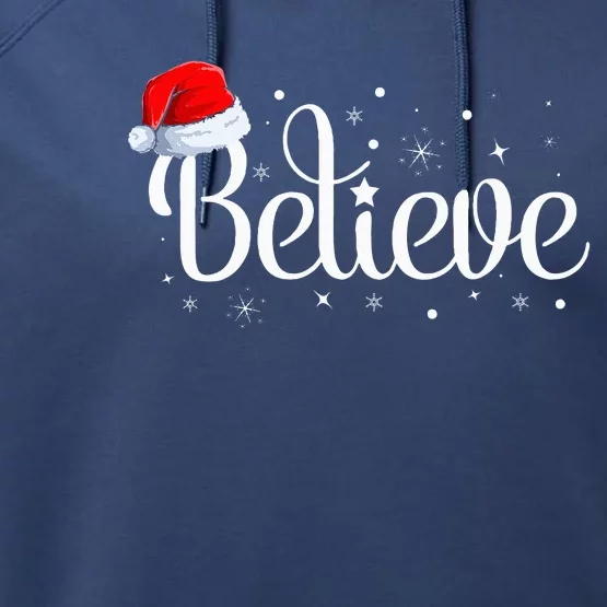 Merry Christmas Believe in Santa Claus Family Pajamas Performance Fleece Hoodie