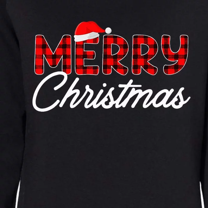 Merry Christmas Buffalo Plaid Red Santa Hat Xmas Pajamas Womens California Wash Sweatshirt