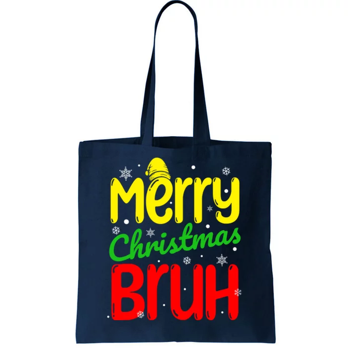 Merry Christmas Bruh Xmas Santa Claus Snow Flakes Boy Tote Bag