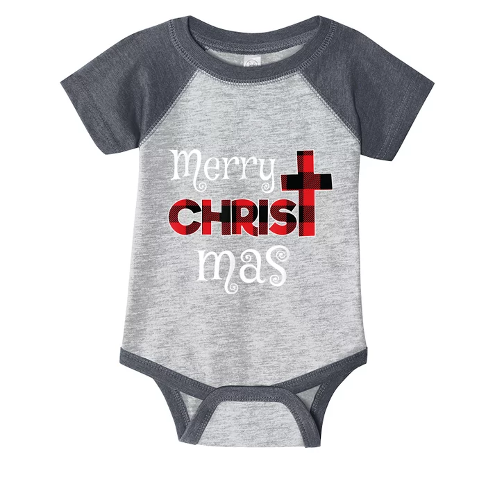 Merry Christmas Buffalo Plaid Infant Baby Jersey Bodysuit