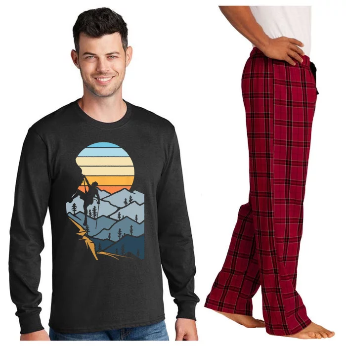 Mountain Climber Boulder Sports Hobby Retro Rock Climbing Long Sleeve Pajama Set