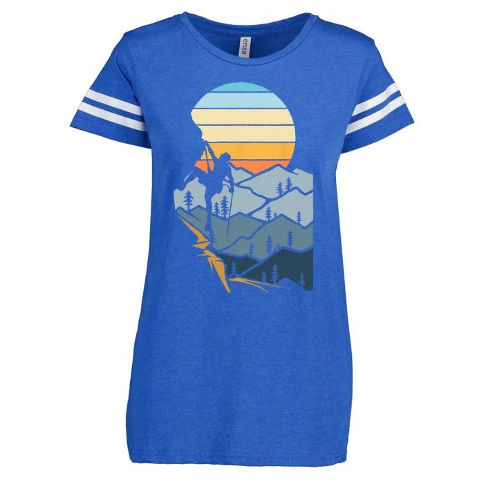 Mountain Climber Boulder Sports Hobby Retro Rock Climbing Enza Ladies Jersey Football T-Shirt