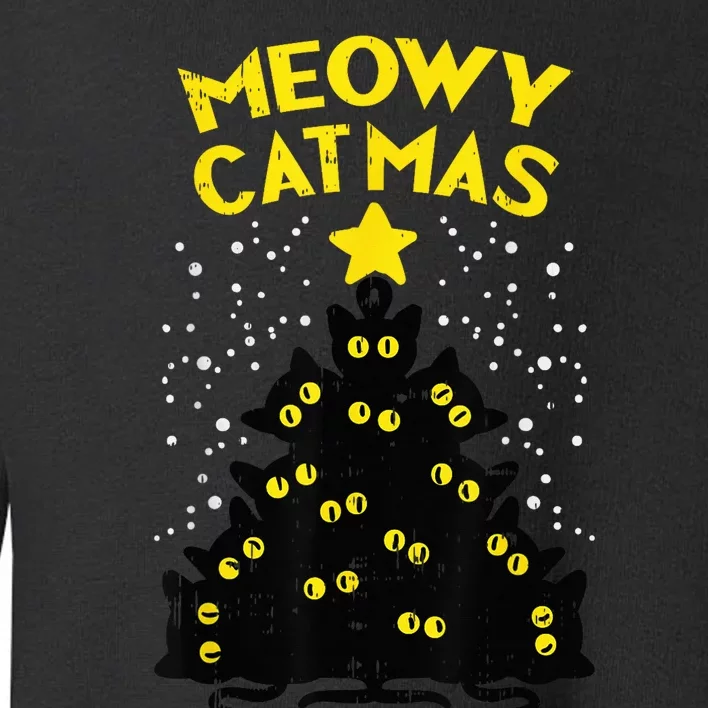 Meowy Catmas Black Cats Tree Funny Cat Owner Christmas Gift Toddler Sweatshirt