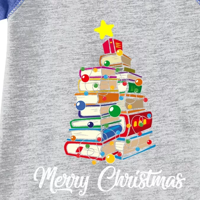 Merry Christmas Book Tree Librarian Bookworm Book Gift Infant Baby Jersey Bodysuit