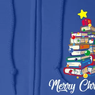 Merry Christmas Book Tree Librarian Bookworm Book Gift Full Zip Hoodie