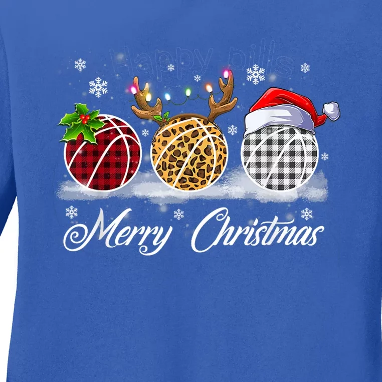 Merry Christmas Basketball Ball Costume Basketball Xmas Gift Ladies Long Sleeve Shirt