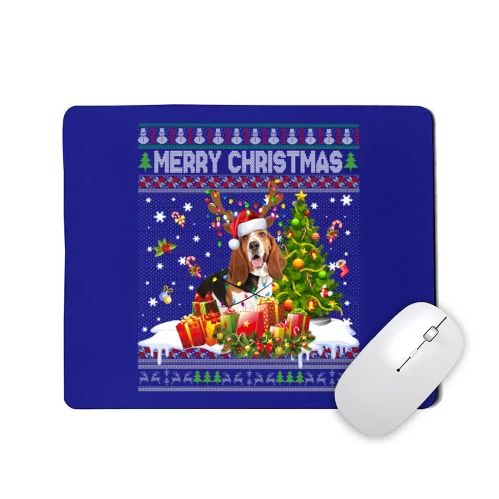 Merry Christmas Basset Hound Santa Xmas Lights Ugly Pajama Great Gift Mousepad